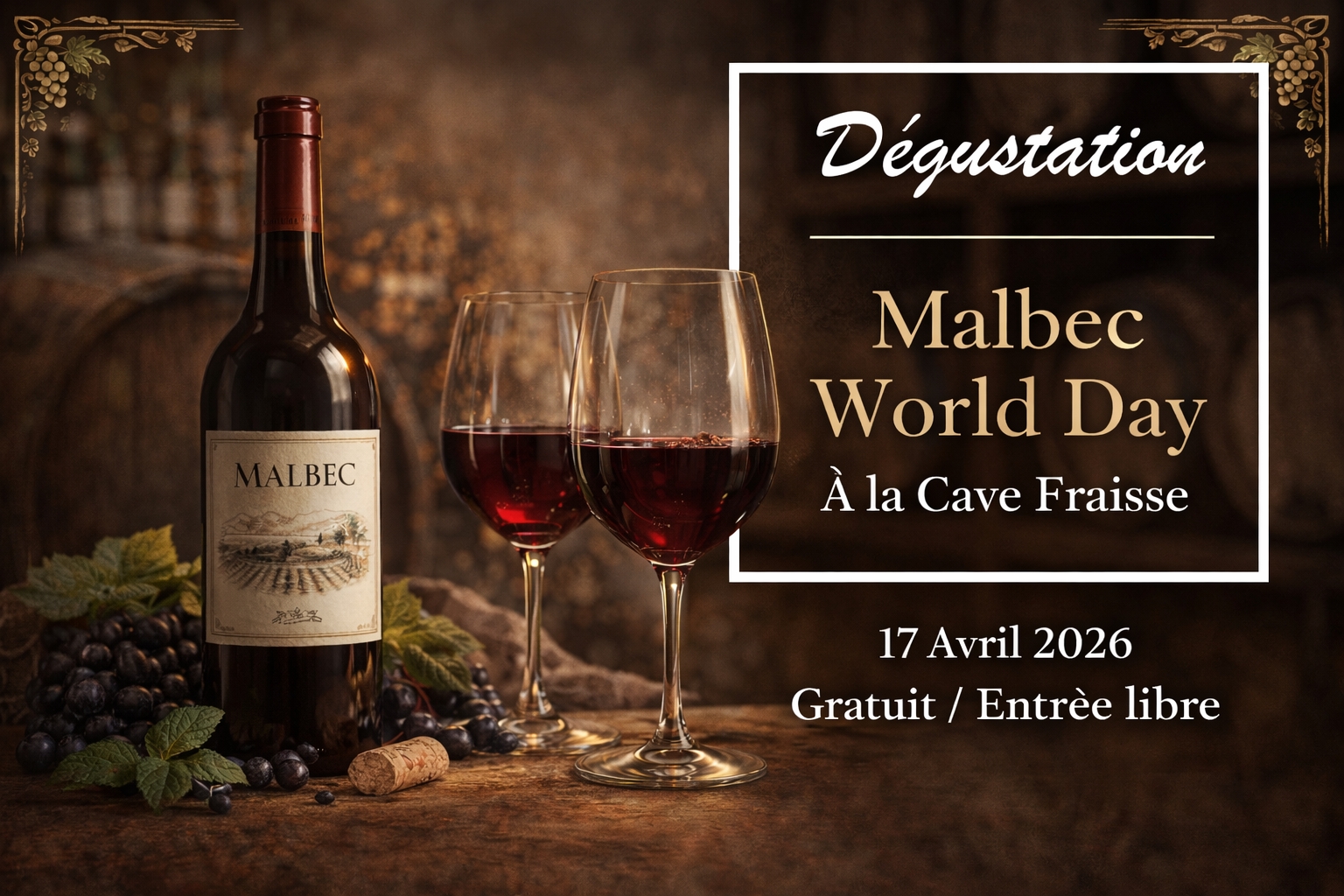 Malbec World Day dégustation Cahors et Malbec argentin Cave Fraisse Audincourt